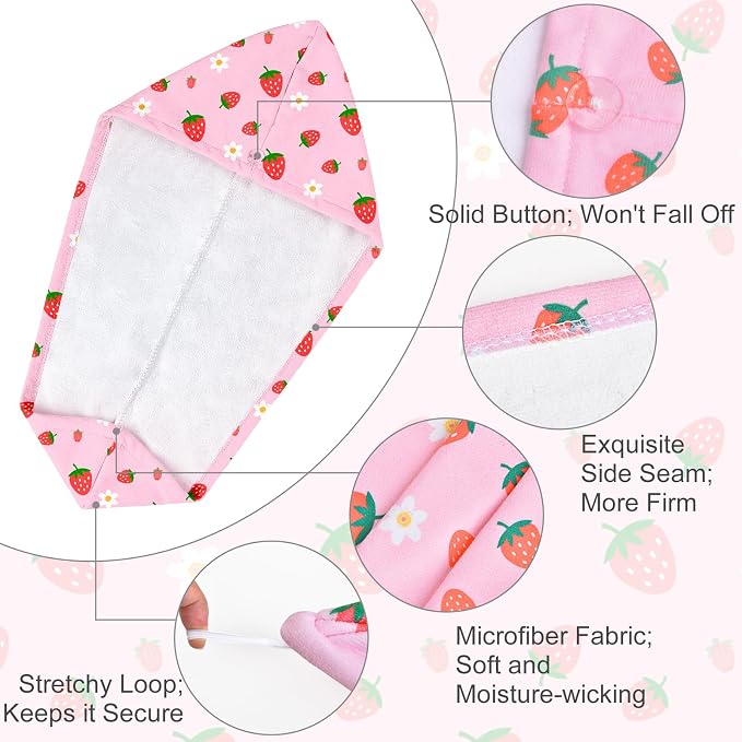 Microfiber Hair Towel Wrap for Kids 2 Pack Quick Drying Hair Towels - Image 4