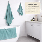 SEMAXE 4 Piece Blue Bath Towel Set - Image 4