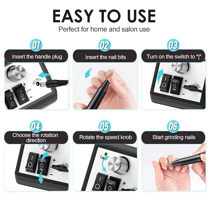 Professional Electric Nail Drill Machine Nail File Drill Set Kit - Image 6