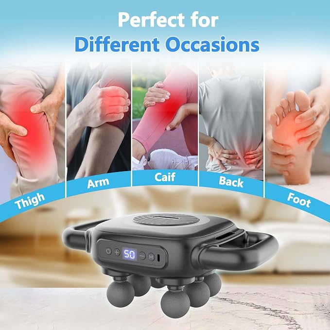 UFFAE Six Head Massage Gun, 50 Intensity Levels & 9 Massage Modes, Equipped - Image 6