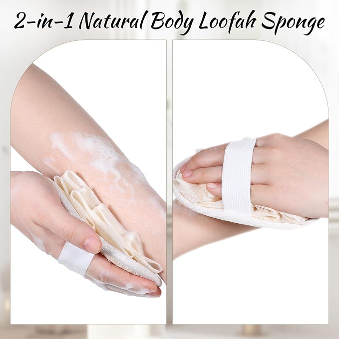 Jeffdad 2Pcs Natural Loofah Sponge, Premium Exfoliating Body Scrubber - Image 5