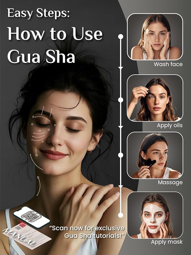 Rena Chris Gua Sha Facial Tools: Natural Obsidian Guasha Tool - Image 5