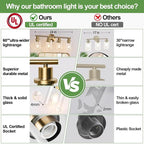 Zarbitta 4-Light Bathroom Light Fixtures, Brushed Brass Modern Vanity Lights - Image 2