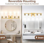 VerRon 5-Light Gold Bathroom Light Fixtures, Brushed Gold Wall Light Fixture - Image 2