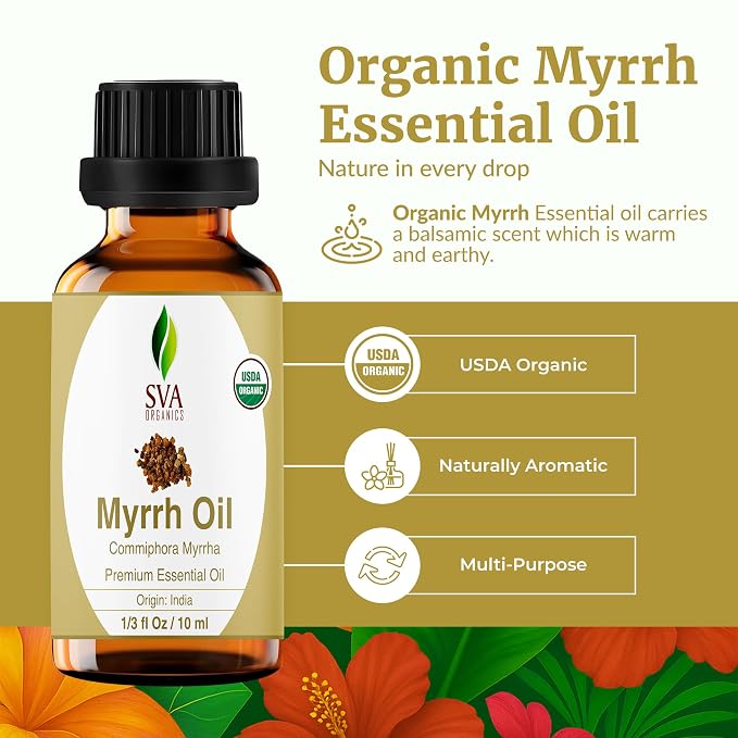 SVA Myrrh Essential Oil Organic – 1/3 Fl Oz – 100% Natural Organic Myrrh Oil - Image 2