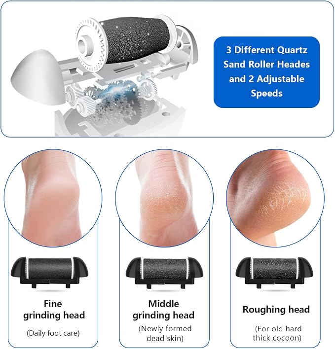 Electric Foot Callus Remover Kit, Elmchee Rechargeable Pedicure Tools Foot Care - Image 5