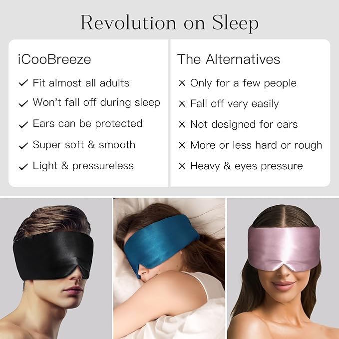 100% Natural Silk Eye Mask for Women Men, Soft Pressureless Cooling Blackout - Image 4