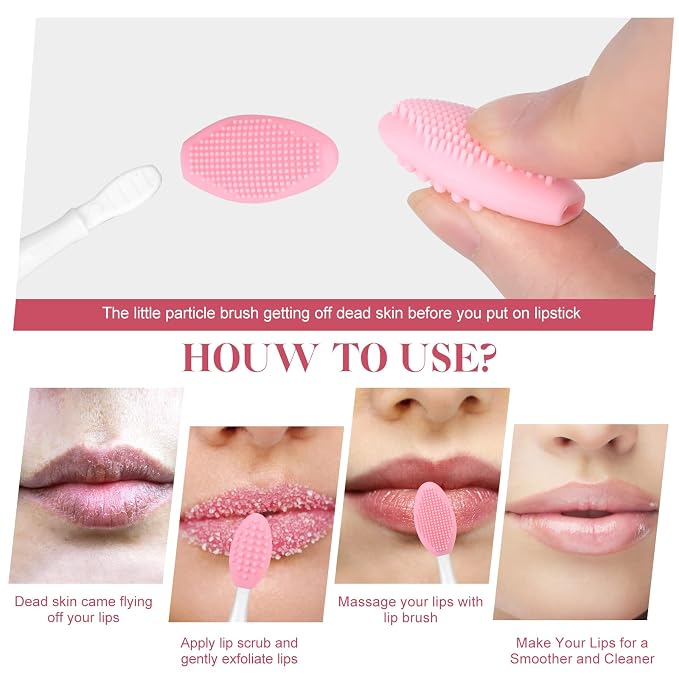 5 Pcs Lip Scrub Brush, Lip Scrubber Exfoliator, Double-Sided Silicone Lip Brush - Image 6