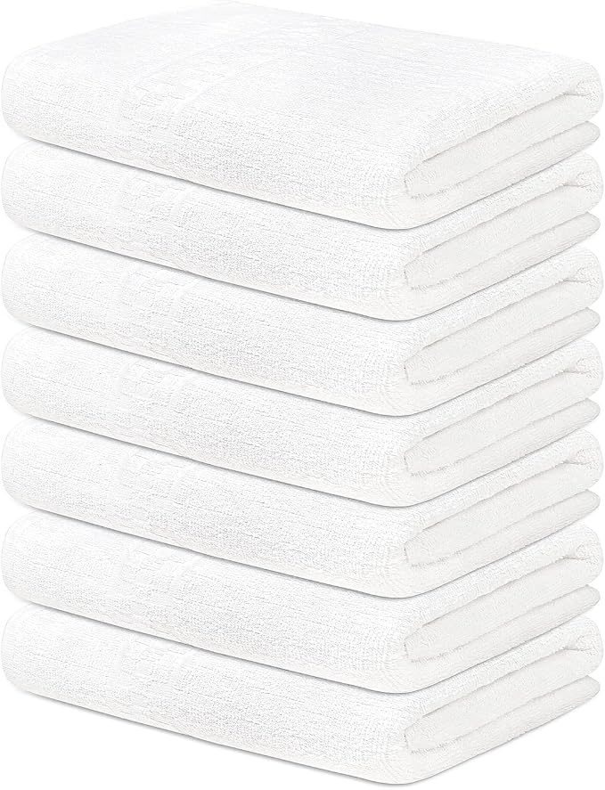 ZUPERIA 7-Pack White Bath Towels - Image 2