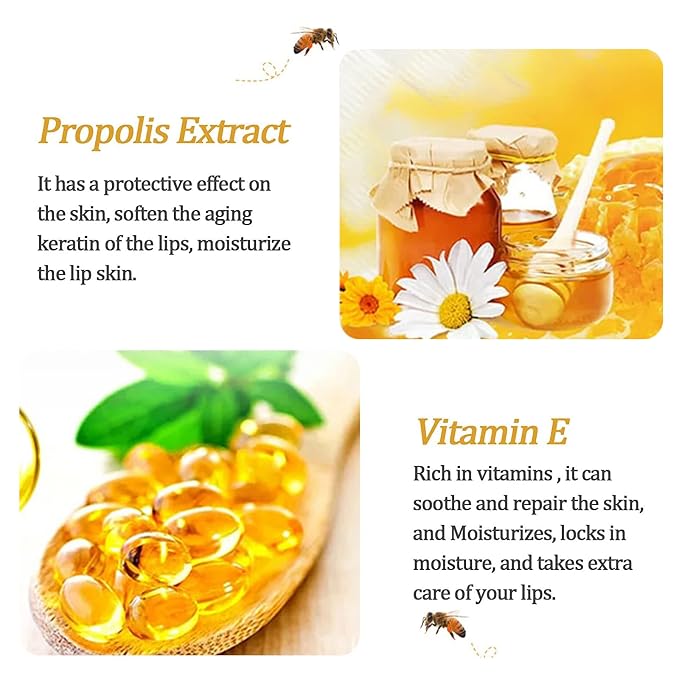 2 Pcs Bee Lip Balm Honey Pot, Honey Lip Mask Propolis Moisturizing Hydrating - Image 6