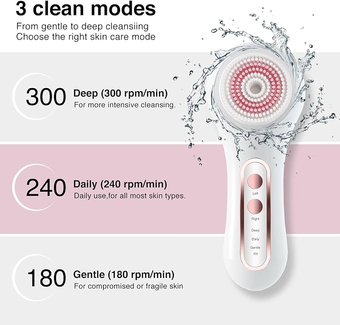 UMICKOO Electric Facial Cleansing Brush, 2-Way Rotating Face Scrubber - Image 5