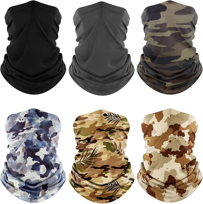Fuinloth Neck Gaiter, 6 Pack Cooling UV Protection Bandana Face Mask Gator Scarf by fuinloth