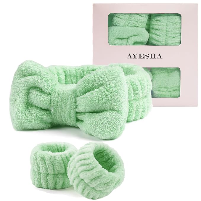 Ayesha Green Spa Headband and Wristband Set by AYESHA