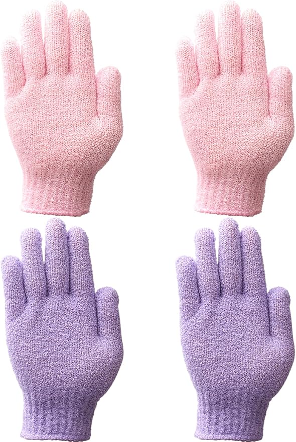 IBLUE Shower Gloves, Double Sided Exfoliating Bath Body Scrub Gloves by IBLUE
