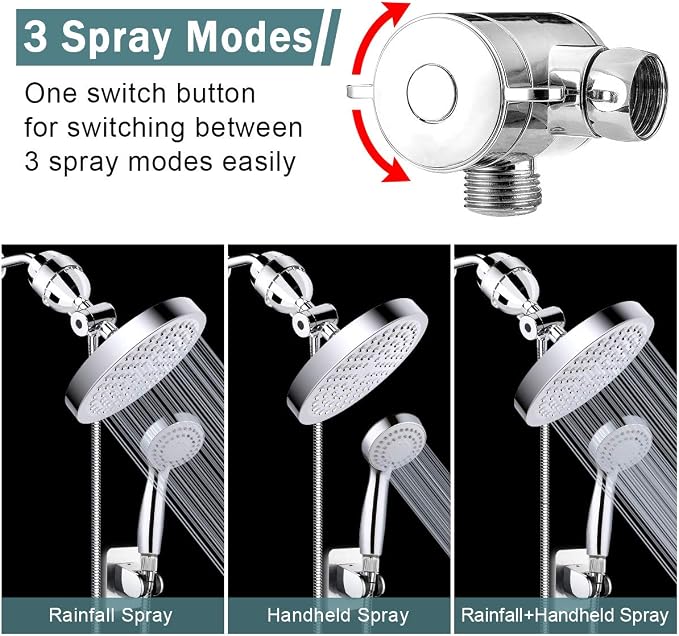 Taiker Filtered Shower Head, High Pressure Rainfall Shower Head/Handheld Shower - Image 2