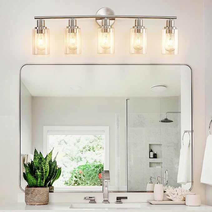 DLLT 5-Light Bathroom Light Fixtures: Nickel Modern Vanity Lights - Image 5