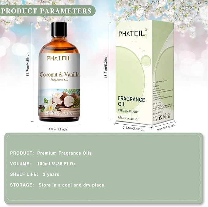 PHATOIL 3.38FL.OZ Coconut & Vanilla Fragrance Oils - Image 6