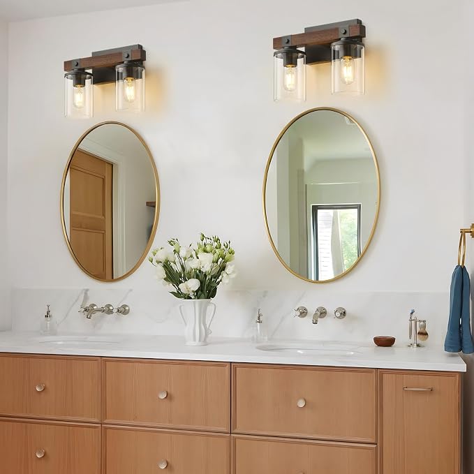 GoYeel Farmhouse Vanity Lights for Bathroom, Wooden Rustic Vanity Lighting - Image 5