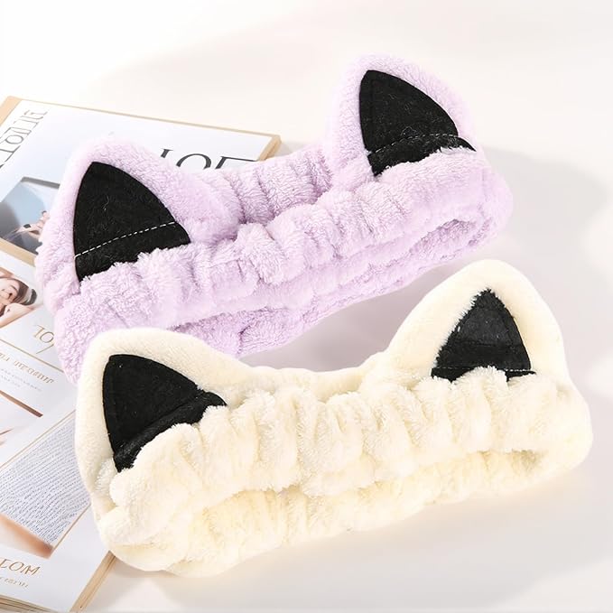 2 Pcs Cat Ears Headband, Cute Spa Headbands - Image 8