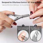Precision Cuticle Nippers Trimmer Set, Double Spring Cuticle Remover Pusher - Image 2