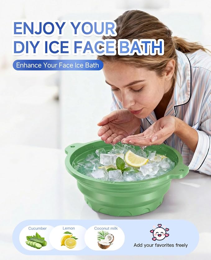 Face Bowl for Ice with Built-in Ice Tray – Collapsible Silicone Facial Ice Bath - Image 2