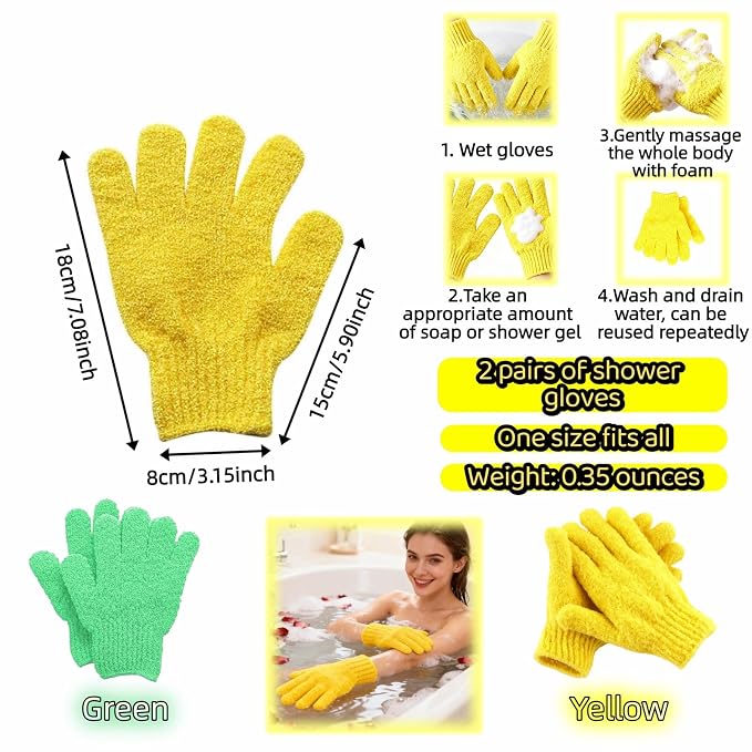 4-Pack SpaGlow Exfoliating Bath Gloves - Image 6