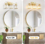 3-Light Gold Bathroom Light Fixtures, Modern Bathroom Vanity Lights Fixture - Image 5