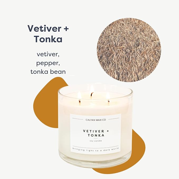 Calyan Wax Co. Vetiver & Tonka 3 Wick Scented Candle - Image 2