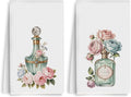 2pcs Vintage Rose and Perfume Bottle Floral Kitchen Towels, Perfume Lover Gift by Unknown