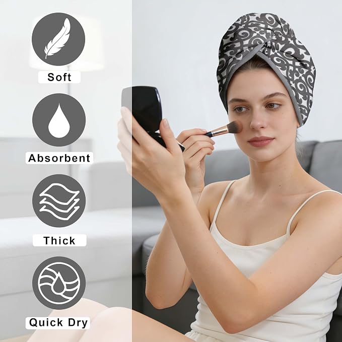 VOOVA & MOVAS Dark Gray Microfiber Hair Towel Wrap - Image 2