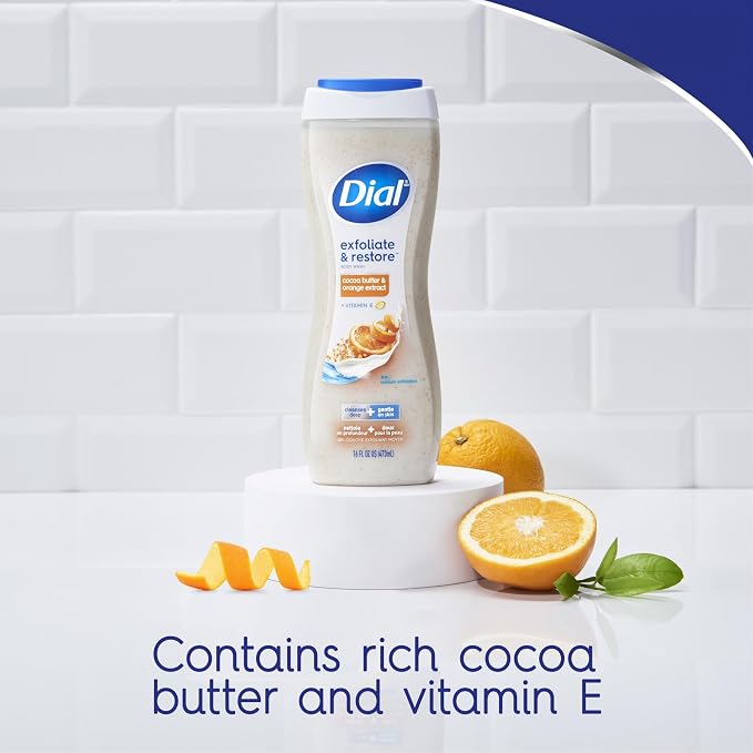 Dial Body Wash, Exfoliate & Restore Cocoa Butter & Orange Extract, 16 Fl Oz - Image 4