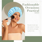 Reusable Shower Cap for Women, Large Waterproof Shower Bonnet - Image 2