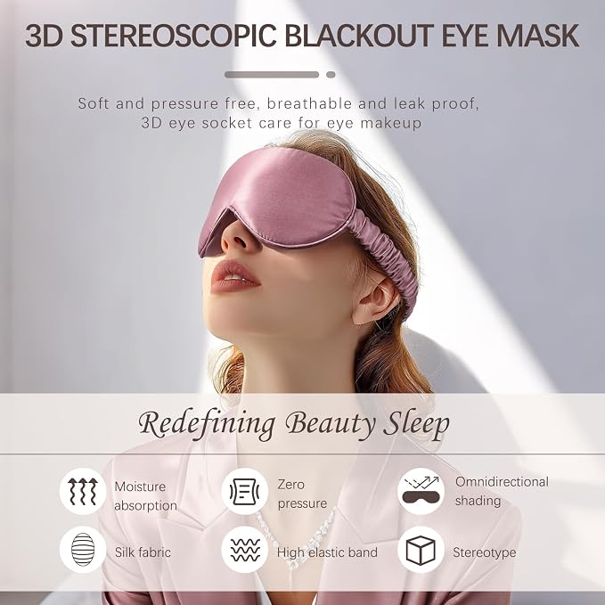 Adjustable Silk Sleep Mask for Custom Comfort | 3D Contour & Blackout Nose Wing - Image 3