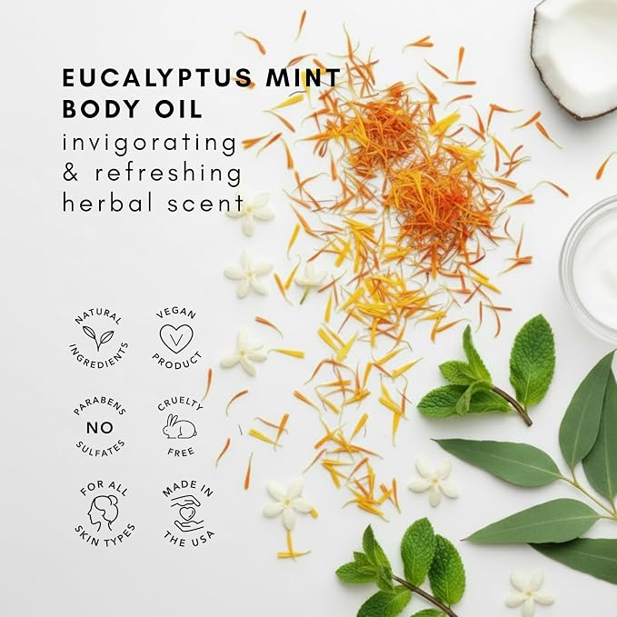 Olivia Care Body Oil Eucalyptus Mint Vegan & Natural | Hydrating & Moisturizing - Image 5