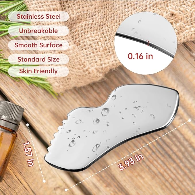 Stainless Steel Gua Sha Facial Tools, Face Comb & Massager Metal Gua sha Tool - Image 2