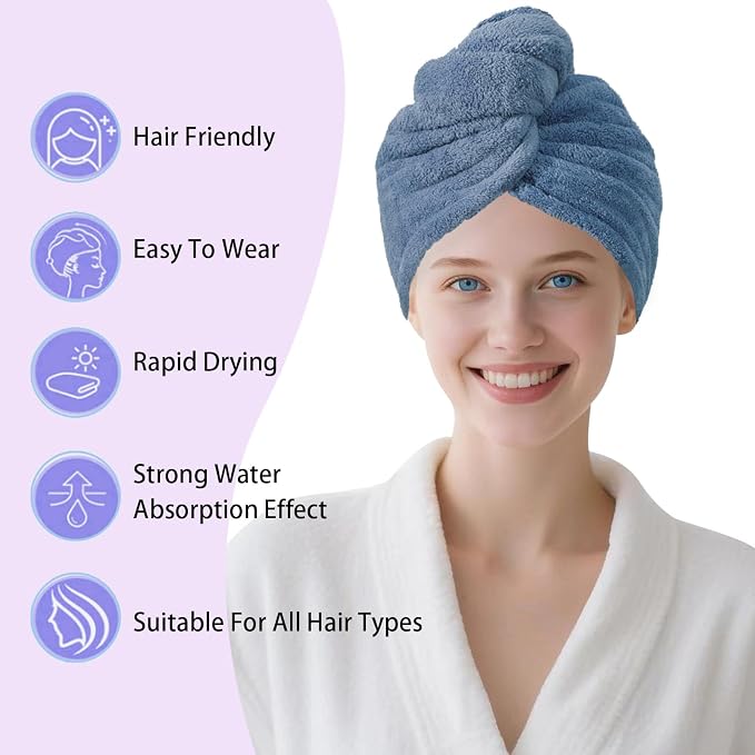 Microfiber Hair Drying Towel Wrap - Image 4