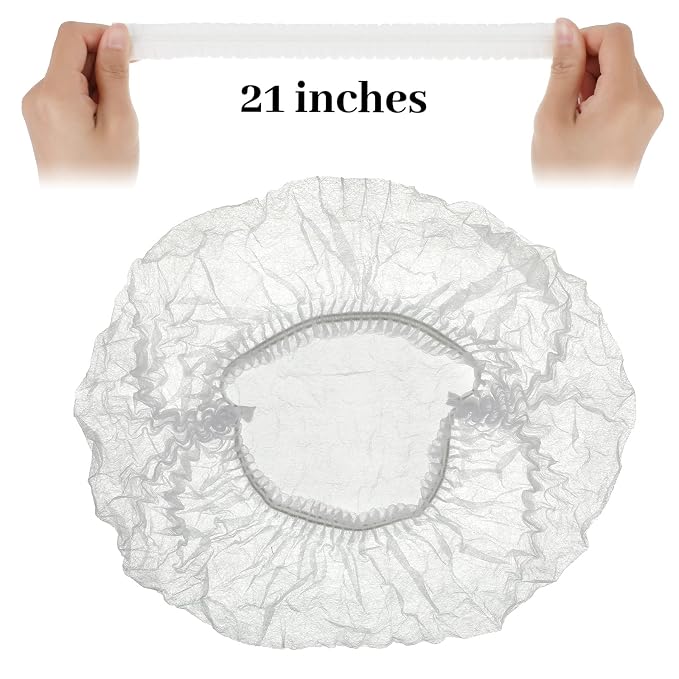 100 Pcs Disposable Nonwoven Bouffant Caps 21 Inch Hair Net Elastic Cap Hair - Image 4