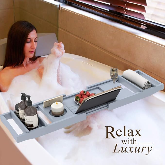 Domax Bathtub Caddy Tray Expandable Bamboo Tub Tray - Image 4