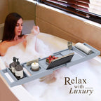 Domax Bathtub Caddy Tray Expandable Bamboo Tub Tray - Image 4