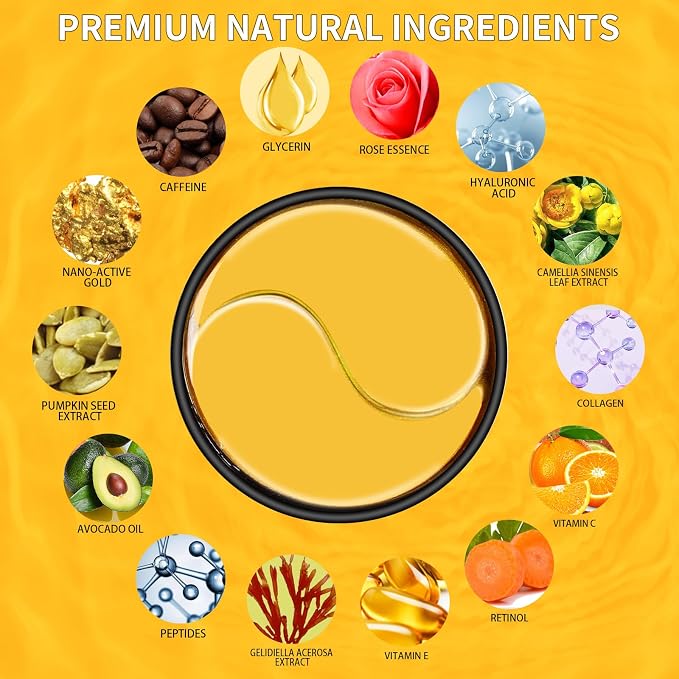 24K Gold Eye Masks for Dark Circles and Puffiness 70PCS, Under Eye Patches for - Image 3