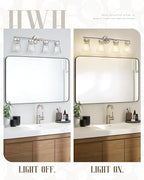 4-Light Bathroom Vanity Light Fixtures, HWH Brushed Nickel Bathroom Vanity - Image 4
