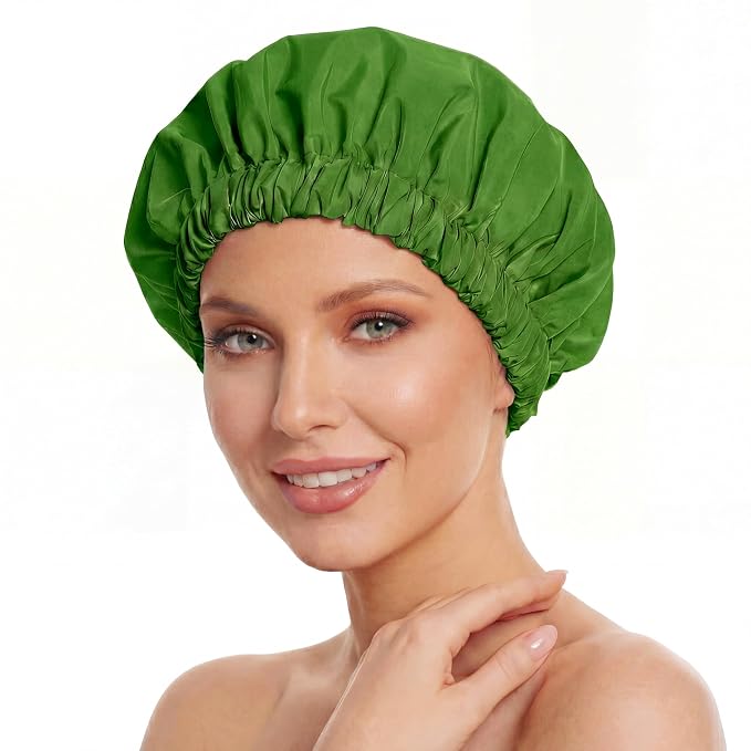 Reusable Shower Cap for Women, Large Waterproof Shower Bonnet by Edoneery
