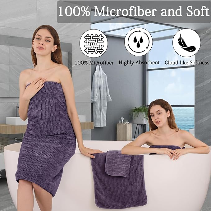 Ycosy 4 Pack Extra Large Microfiber Bath Towels Set, 35x70 inches, Less Lint - Image 4