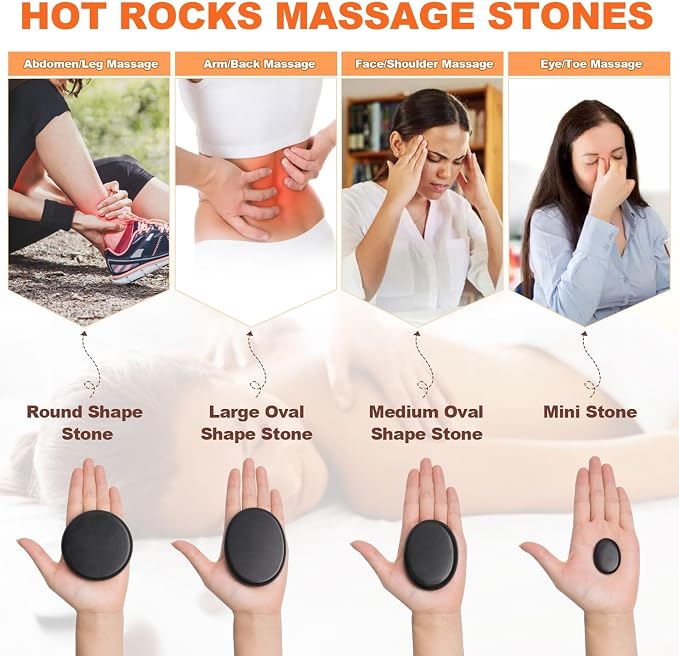 Hot Stones Massage Warmer Kit, Hot Rocks Basalt Massage Stones - Image 2