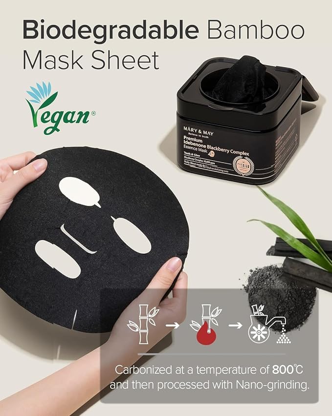 Mary&May Premium Idebenone Blackberry Complex Essence Mask – Bamboo Charcoal - Image 5