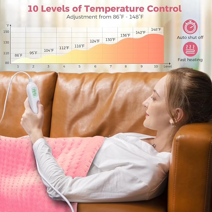 NOWWISH Heating Pad for Back Pain Relief & Period Cramps, 12x24 Inches Electric - Image 3