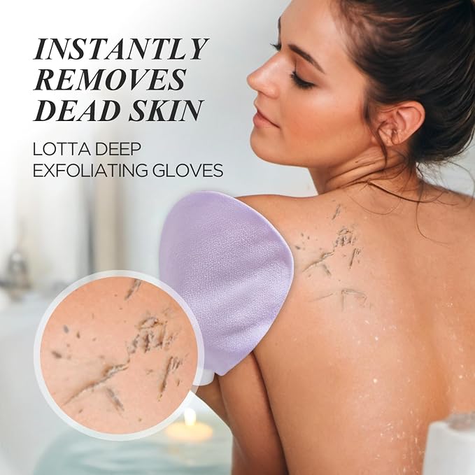 LOTTA Exfoliating Gloves 2Pcs Deep Exfoliation Mitt of 150D Shower Body Scrub - Image 3