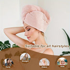 Soft Microfiber Hair Drying Towel Wrap, 5 Pack Elastic Hair Turbans - Image 2