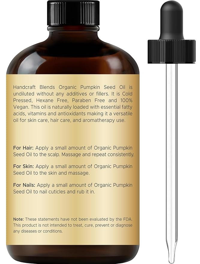 Handcraft Blends Cold-Pressed Organic Pumpkin Seed Oil in Glass Bottle - Image 2