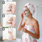Absorbent Bath Towel Wrap Set for Women, Microfiber Shower Robe Body Towel - Image 6